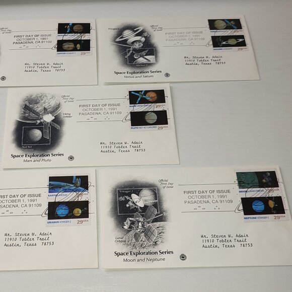 Set 5 FDC 1991 Space Exploration Planets Collectible Vintage Covers Cosmos - Picture 1 of 7